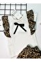 Girl's Leopard Print Summer Skirt and Blouse Double Set White-Leopard - 3