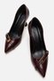 Women's Chain Heeled Shoes Bordo Kirişik - 3