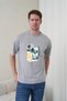 Men's Surf and Palm Tree Printed California Themed Round Neck Gray T-Shirt - 2