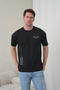 Men's the Wisdom Written Minimalist Modern Typography Printed Round Neck Black T-Shirt - 2
