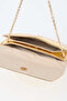 Women's Gold Patent Leather Envelope Design 2-Compartment Mini Chain Strap Snap Closure Clutch and Handbag - 5
