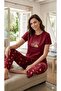 Women's Short Sleeve Croissant Pattern 100% Cotton Pajama Set