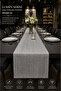 Lumen Series |   Silver 40X300 cm Glitter Woven Long Runner Modern Luxury Tablecloth for 8-10 People - 7