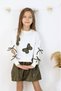 Girl's 3D Butterfly Applique - Glittery Fabric - Bow and Slit Sleeve Detail - Lined Skirt - Two-Piece Holiday Set