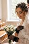 Soft Bloom Black Tulle Bridal Gloves – Elegant Wedding Accessory with Floral Detail - 3