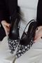 Bloom Mesh Embroidered Floral Pointed Toe Short Kitten Heel Women's Shoes - 3