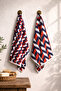 Set of 2 100% Cotton Hand & Face Towels |   50X70 cm |   Geometric Patterned Towel Set