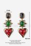 Women's Gold Antique Design Colorful Stone Earrings Red Heart and Green Sun Detailed Dangle Earrings Vintage Stylish Accessory Bohemian Style Night and Daily Jewelry Gift Earring Model New Season - 2