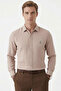 Beige Modal Fabric Comfortable Fit Embroidered Men's Shirt 2602630 - 2