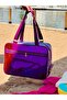 Neon Faux Leather & Colorful Transparent Pvc Washable Beach Bag with Wet and Sandy Item Pocket - 6