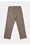 Regular Fit Mid Waist Straight Leg Men's Beige Trousers - 5