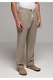 Regular Fit Mid Waist Straight Leg Men's Beige Trousers - 4
