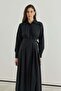 D Buckle Large Belt Linen Dress Black - 5
