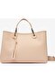Women's Pink1 Shoulder Bag with Internal Compartment, Brand Text and Logo Pattern, Zipper Closure