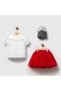 Bebikim Baby Girl Cherry Embroidered Collared Shirt and Red Tutu Skirt 3-Piece Set - 6