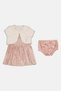 Toddlers Girl 3 Pcs Glittered Dress And Shrug With Shorts Set, Multicolor - 4