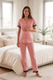 Pure Comfort Polka Dot V-Neck Front Button Maternity and Postpartum Pajama Set - 2