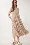 Summer Knitted Dress with Pockets Lrn0032 Beige - 4