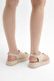 Women's Beige Comfortable Fit Sandals with Stone Toe Detail - 4
