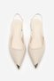 Women's Pointed Toe Front with Gold Detail Open Back Gold Painting Heel Ballerina Dufis Ecru - 7