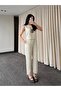 Yellow Necklace Blouse Trousers Set - 8757 - 4