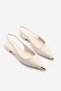 Women's Pointed Toe Front with Gold Detail Open Back Gold Painting Heel Ballerina Dufis Ecru - 5