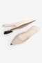 Women's Pointed Toe Front with Gold Detail Open Back Gold Painting Heel Ballerina Dufis Ecru - 8