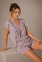 Women's Heart Patterned Cotton Short Sleeve Oversize T-Shirt and Shorts Bottom Top Pajama Set - 6