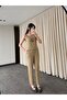Khaki Necklace Blouse Trousers Set - 8757 - 4