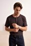 Brown Regular/Normal Cut Buttoned Textured Ribbed Knit T-Shirt Tmnss26Ts00036 - 3