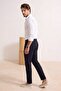 Lacivert Dar Kalıp/Slim Fit Boru Paça Yüksek Bel Yazlık Erkek Dokuma Pantolon TMNSS26PL00022 - 3