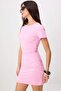 Pembe Fitted/Vücuda Oturan Kısa Kollu Büzgülü Mini Pamuklu Esnek Örme Elbise TWOSS26EL00778 - 2