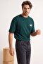 Emerald Green Oversize/Wide Cut Printed 100% Cotton T-Shirt Tmnss26Ts00049 - 3