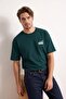 Emerald Green Oversize/Wide Cut Printed 100% Cotton T-Shirt Tmnss26Ts00049 - 2