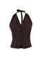 Koyu Kahverengi Fitted Boyundan Bağlamalı Tencel Yelek TWOSS26YE00039 - 5