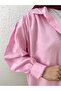 Strawberry Shoulder Gathered Hidden Placket Balloon Sleeve Shirt-Na769 Pink - 2
