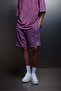 Men's Plum Basic Washed Effect Above-Knee Shorts