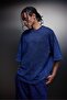 Men's Indigo O Oversized Basic Tshirt with Washed Effect