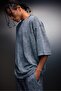 Men's Gray Oversized Washed Effect Basic Tshirt - 2