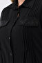 Women's Plus Size Summer Spring Sweat-Proof Breathable 100% Cotton Linen Stone Detailed Pleated Tunic Mom Shirt - 2
