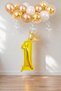 1 Number Gold Foil Balloon, King's Crown and Gold Balloon with Confetti