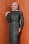 Smoked Waist Belted Sequined Evening Dress - 2