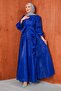 Cobalt Blue Balloon Sleeve Evening Dress - 3