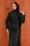 Black Draped Front Stone Satin Evening Dress - 2