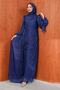 Navy Blue Front Gathered Chiffon Evening Dress - 2