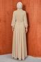 Beige Beaded Chiffon Evening Dress - 4