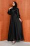 Black Side Tie Evening Dress - 3
