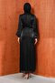 Black Balloon Sleeve Stone Evening Dress - 5