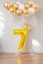 7 Number Gold Foil Balloon, King's Crown and Gold Balloon with Confetti