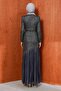 Smoked Sequined Skirt Pleated Evening Dress - 5